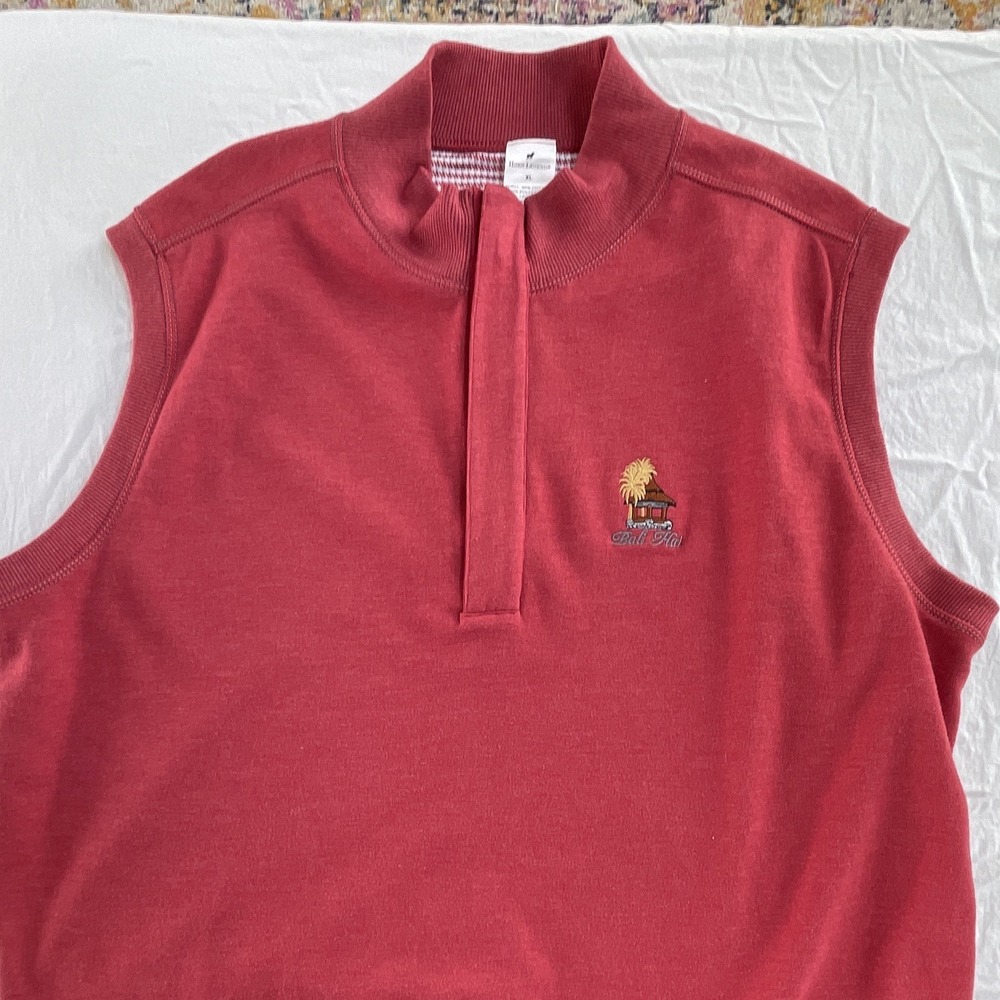 Horn Legend Men's Red 1/4 Zip Golf Vest Stand-Up Collar Embroidered Logo XL